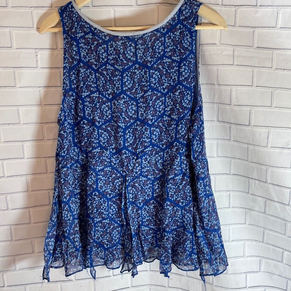 Free People‎ Blue Print Tunic Sz M - Picture 2 of 9